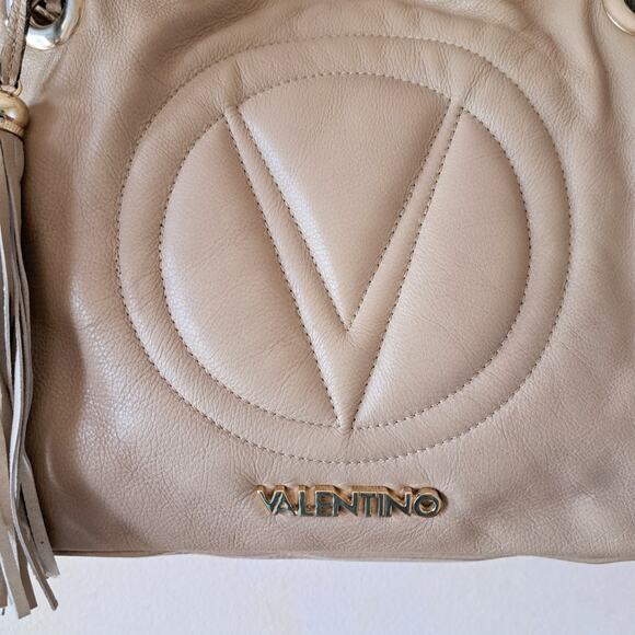 Valentino by Mario Valentino Luisa 2 Sauvage Leather Tote Bag in Taupe / Beige - Picture 9 of 12